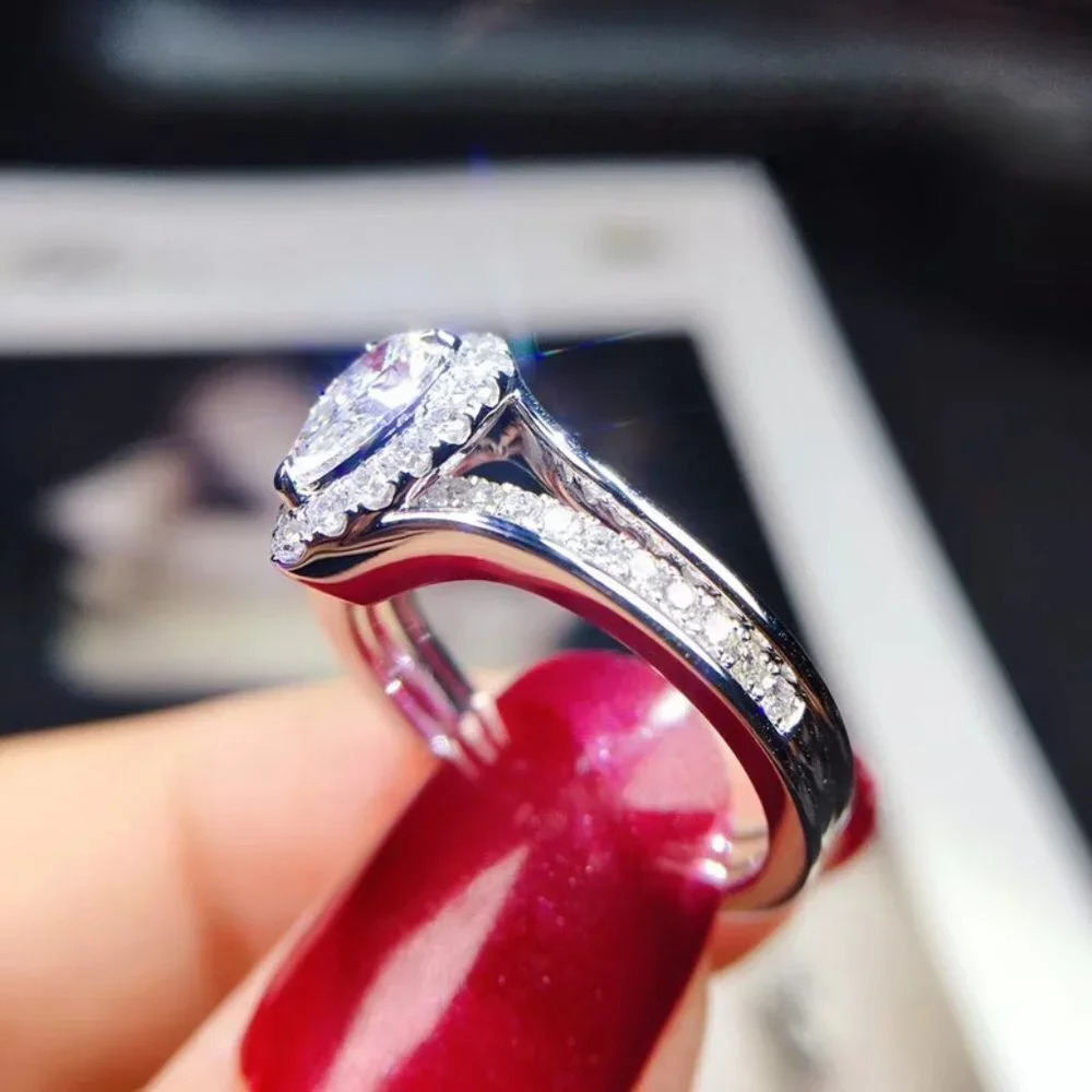 🌸Elegant Three Layer Water Drop Zircon Romantic Pear Ring for Women,MARR9026 - Picture 6 of 6